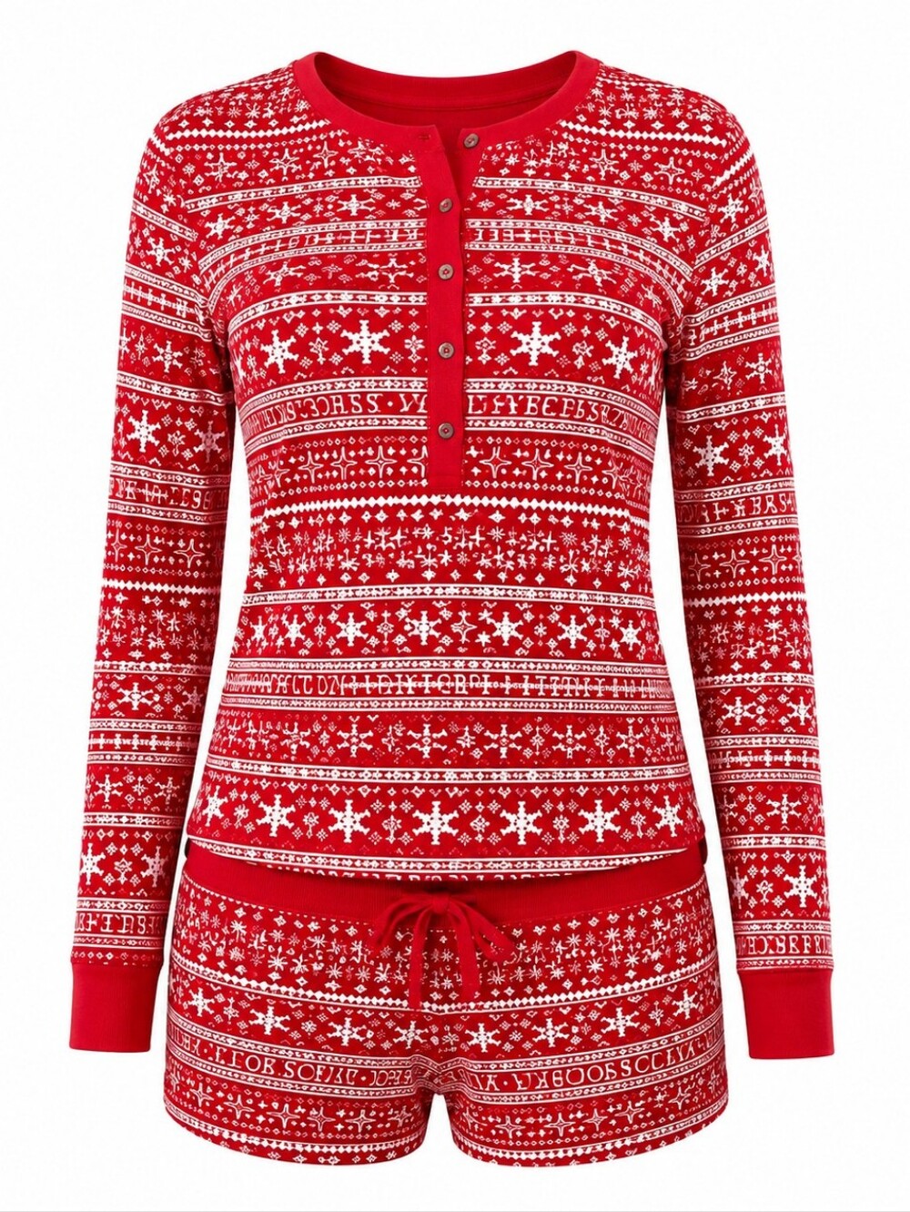 VICTORIA'S SECRET | Cozy Red Fair Isle Holiday Henley Pajama Shorts Set | XXL